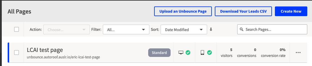 In your Unbounce account